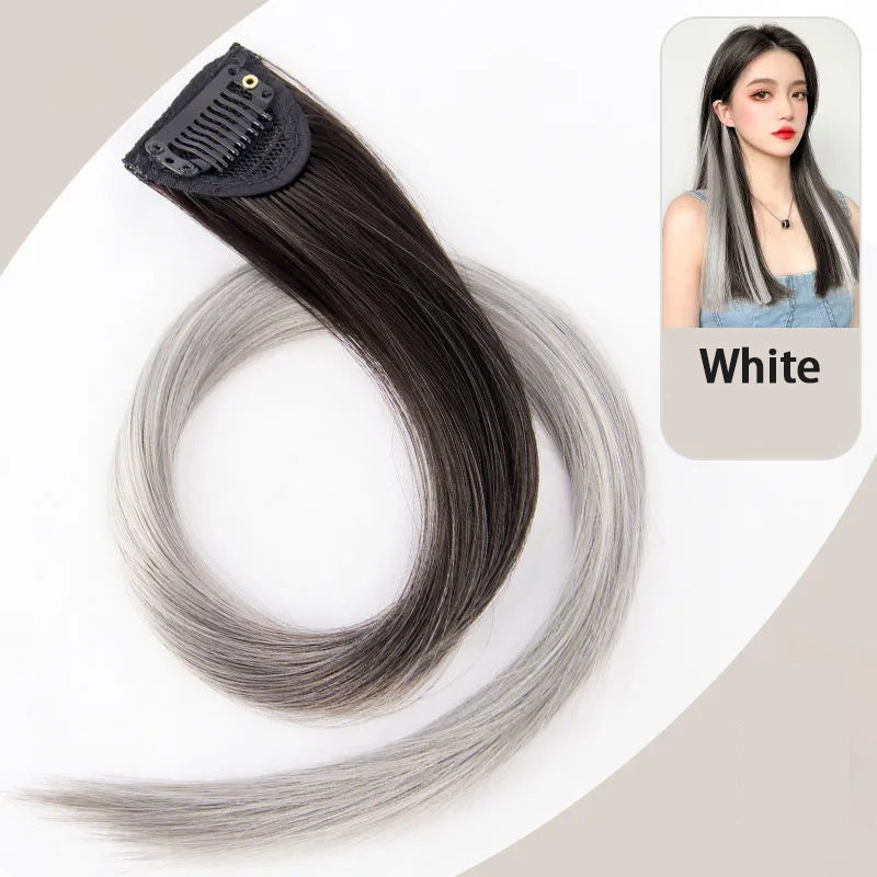 Colorful Day Clip In Hair Extension White Straight L60cm W40mm