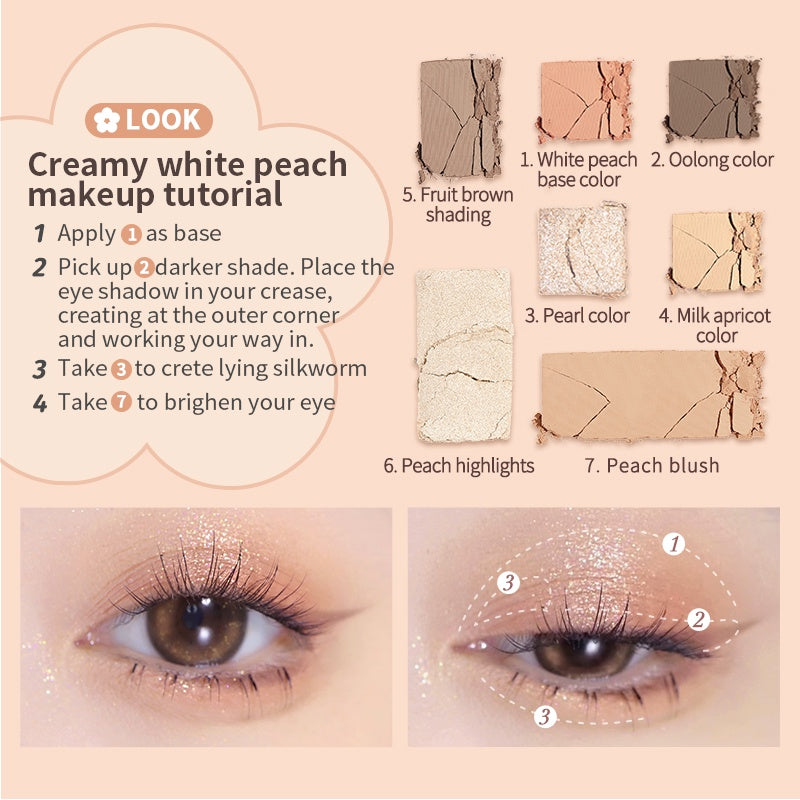 Judydoll Playful 7 Colors Eyeshadow Palette 18 Creamy White Peach N