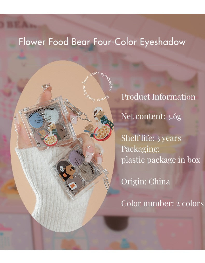 Flortte Flower Food Bear Series 4-color Eyeshadow Palette