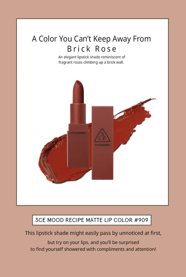 3CE Matte Lip Color #909 Smoked Rose