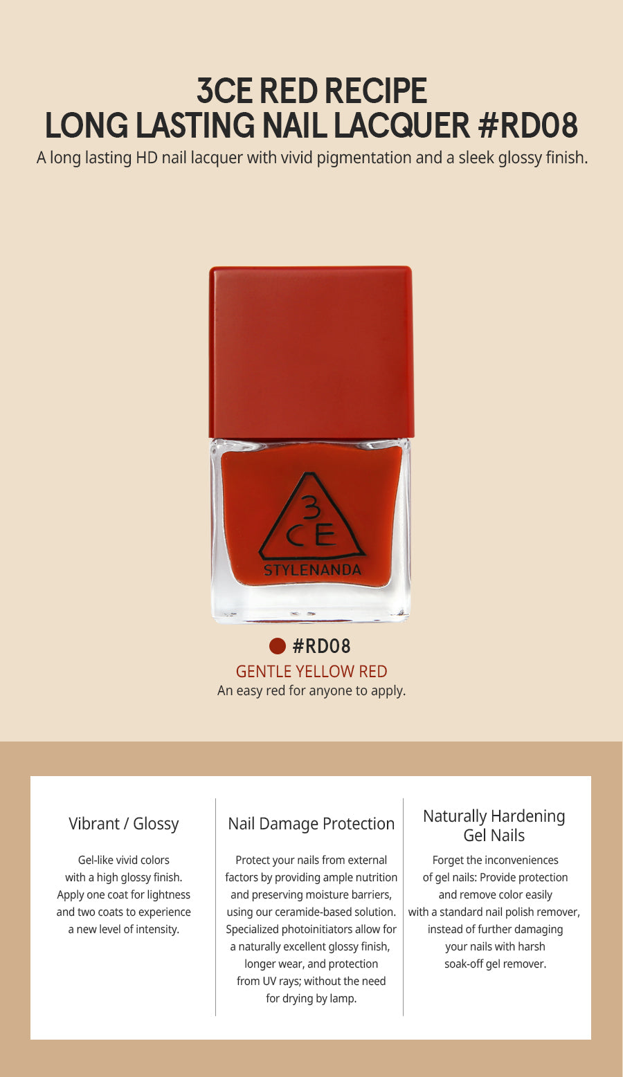 3CE Red Recipe Long Lasting Nail Lacquer #RD08