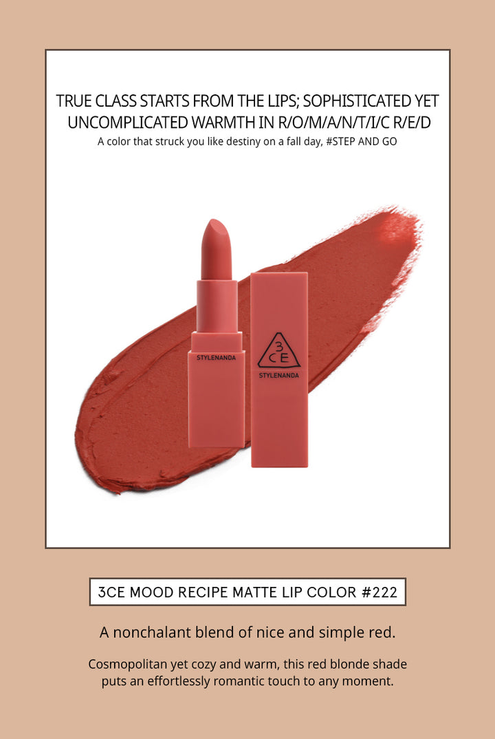 3CE Matte Lip Color #222 Step And Go