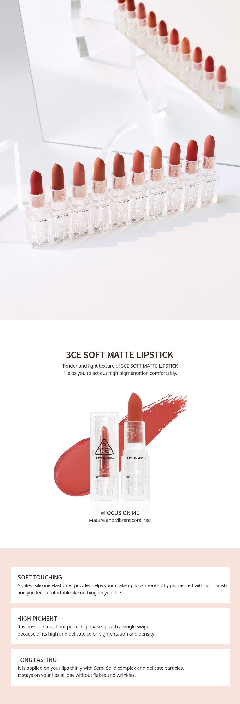 3CE Soft Matte Lipstick #Focus On Me