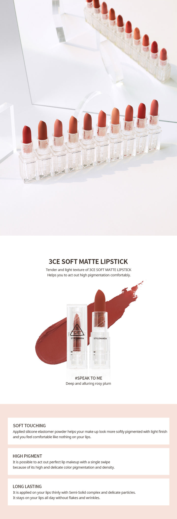 3CE Soft Matte Lipstick #Speak To Me