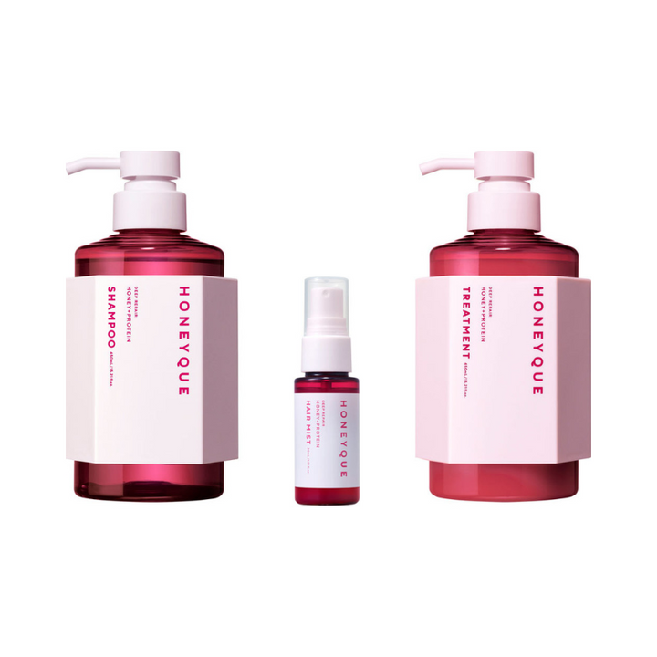 Honeyque Deep Repair Limited Kit Pink Berry (Shampoo 450ml, Treatment 450ml, Hair Mist 30ml)