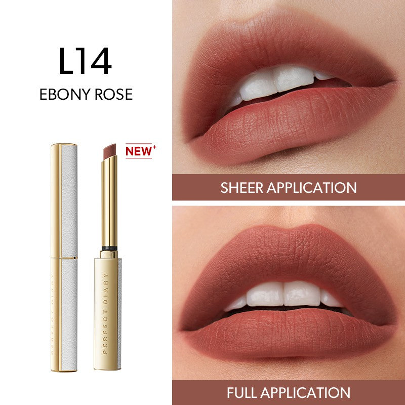 Perfect Diary Rouge Intense Velvet Slim Lipstick L14 Ebony Rose (7165380558997)