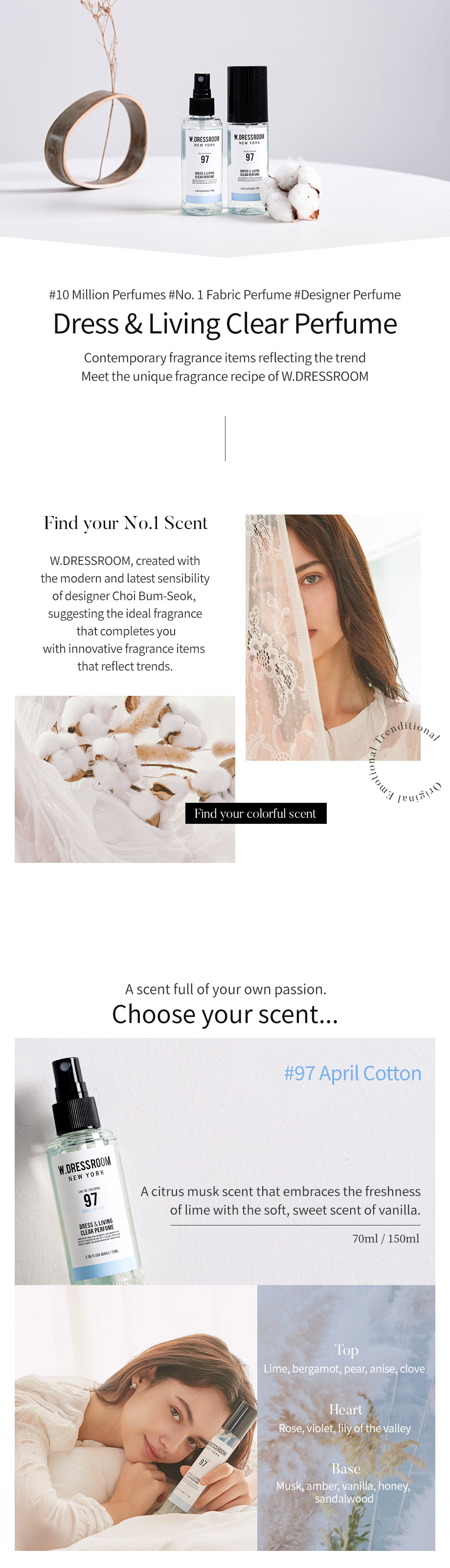 W.DRESSROOM Dress Living Clear Perfume No.97 April Cotton 70ml