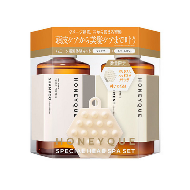 Honeyque Special Head Spa Set (Shampoo, Treatment, Brush Soft)