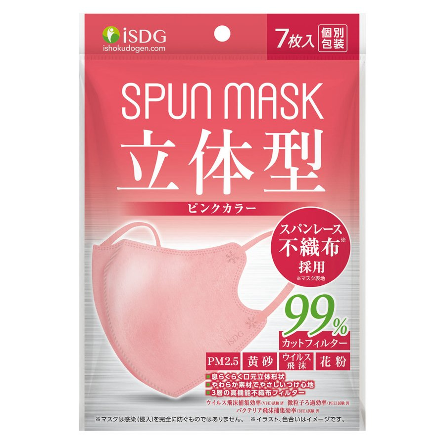Spun Mask 3D Pink 7P